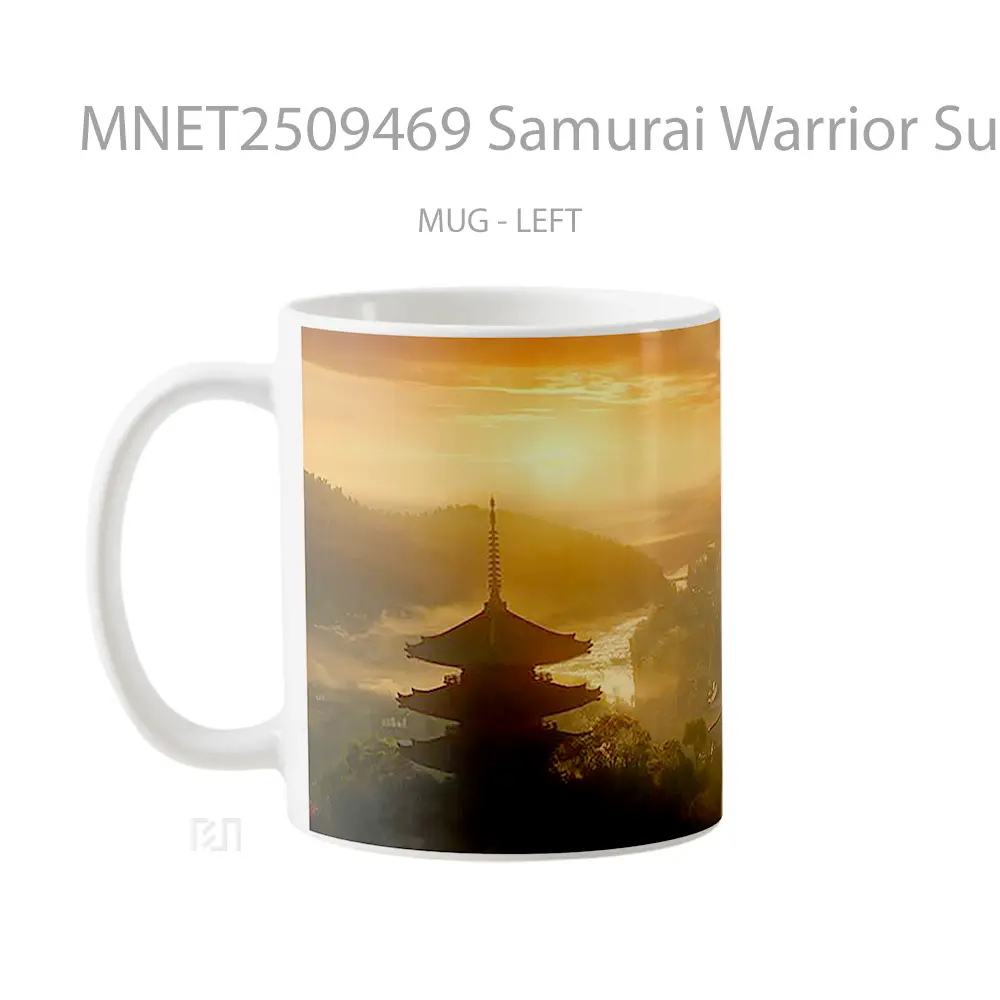 Samurai Warrior Sunset Village Hilltop Mug MNET2509469 - All-side / Desain