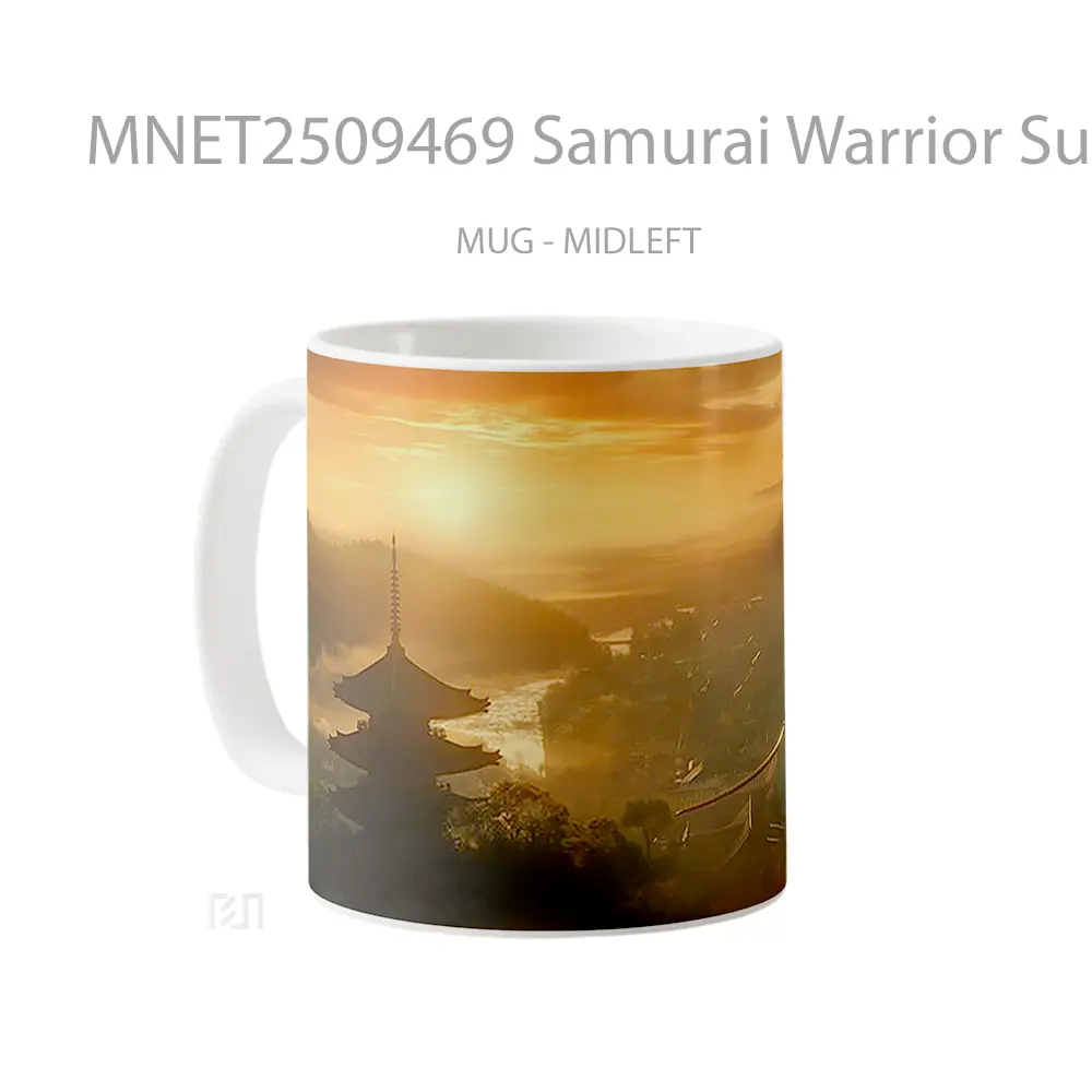 Samurai Warrior Sunset Village Hilltop Mug MNET2509469 - All-side / Desain