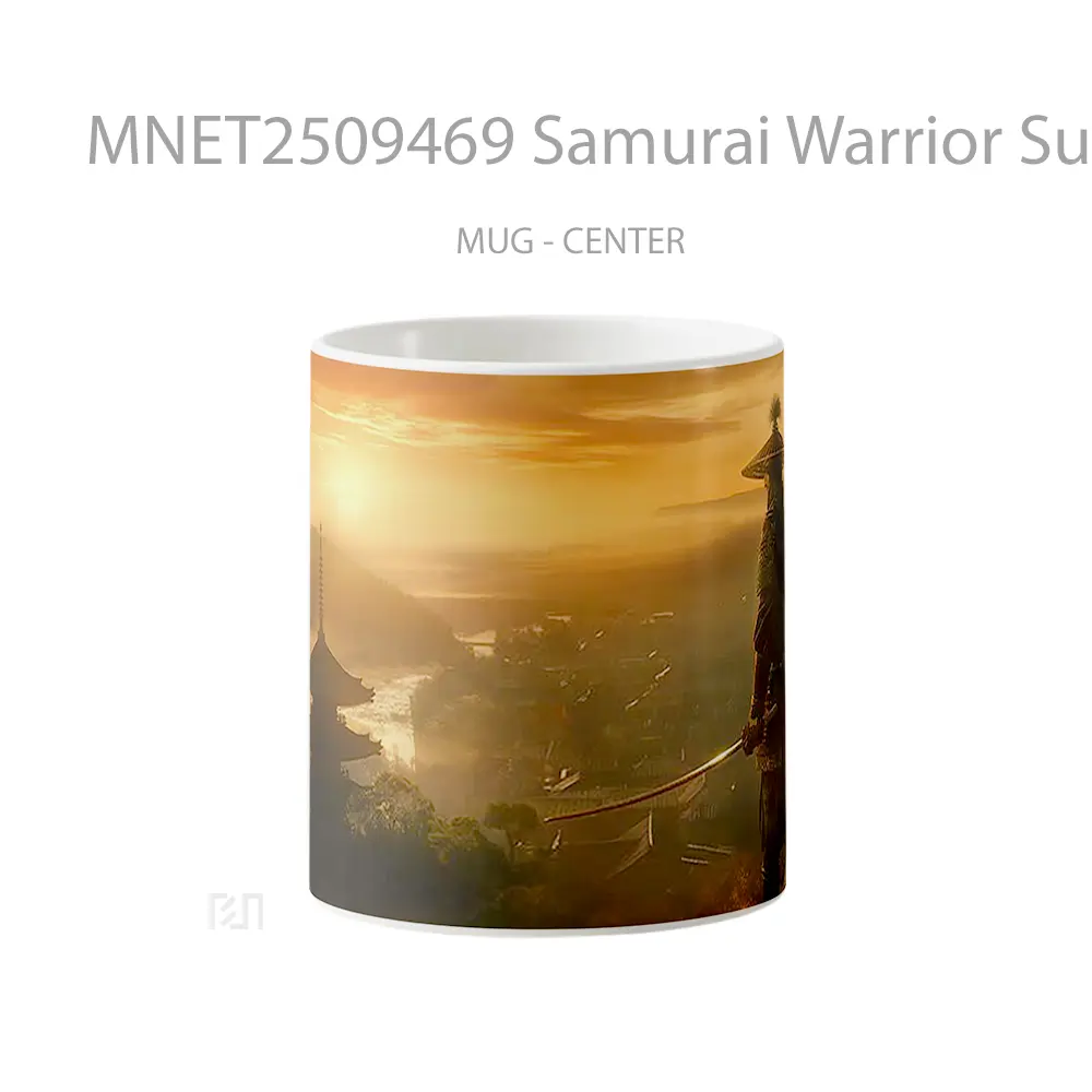 Samurai Warrior Sunset Village Hilltop Mug MNET2509469 - All-side / Desain
