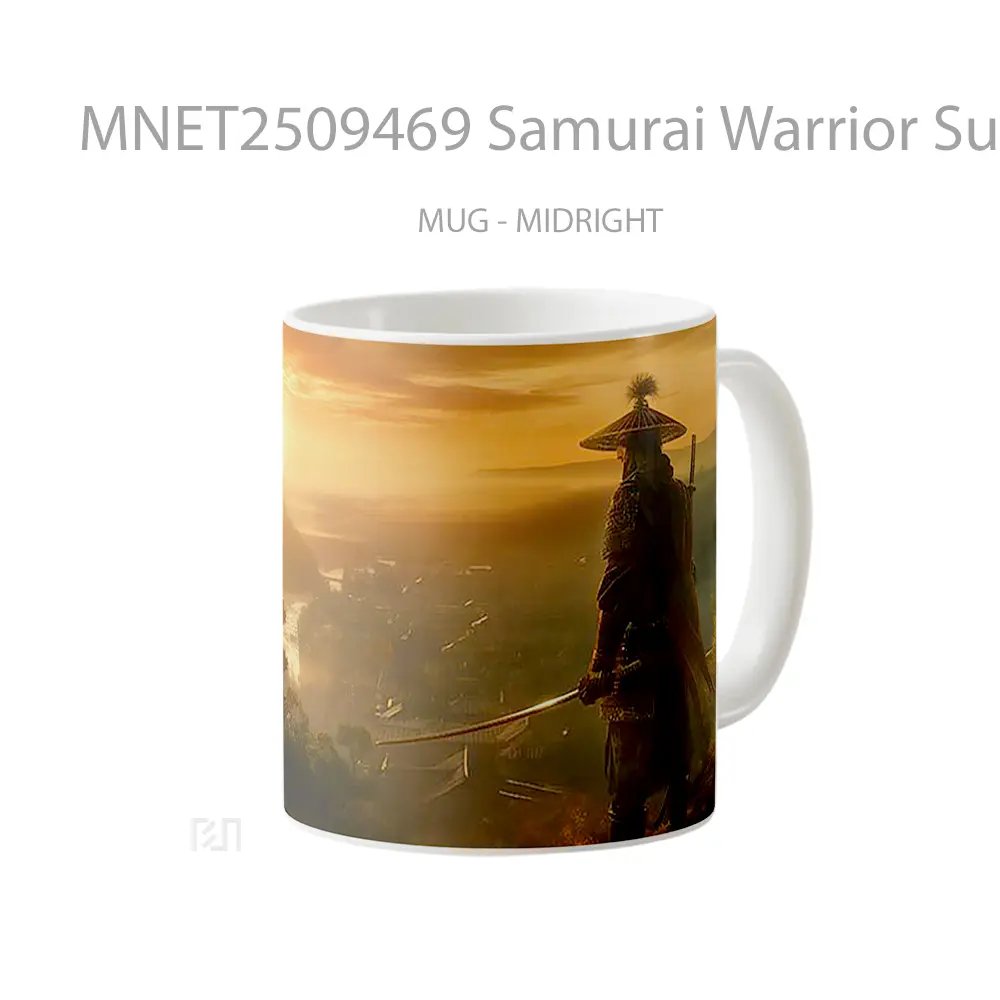 Samurai Warrior Sunset Village Hilltop Mug MNET2509469 - All-side / Desain