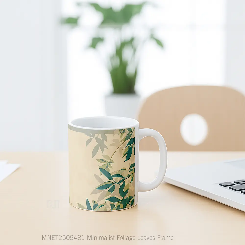 Minimalist Foliage Leaves Frame Mug MNET2509481 - All-side / Desain
