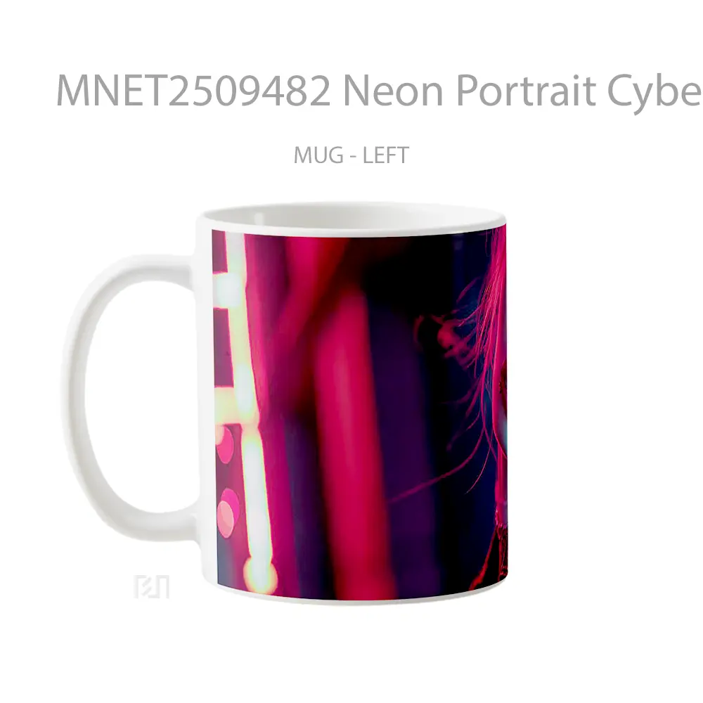 Neon Portrait Cyberpunk Girl Mug MNET2509482 - All-side / Desain