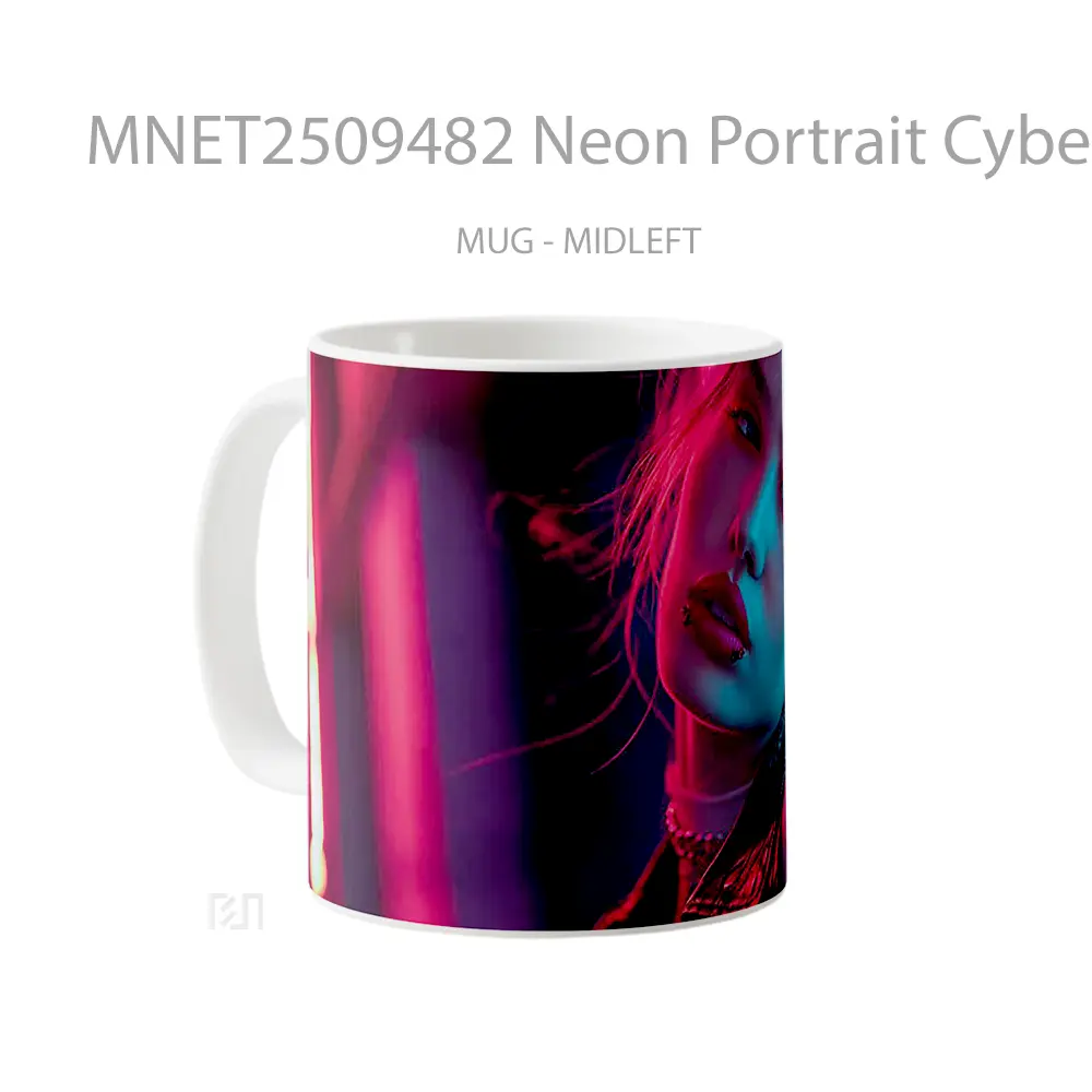 Neon Portrait Cyberpunk Girl Mug MNET2509482 - All-side / Desain