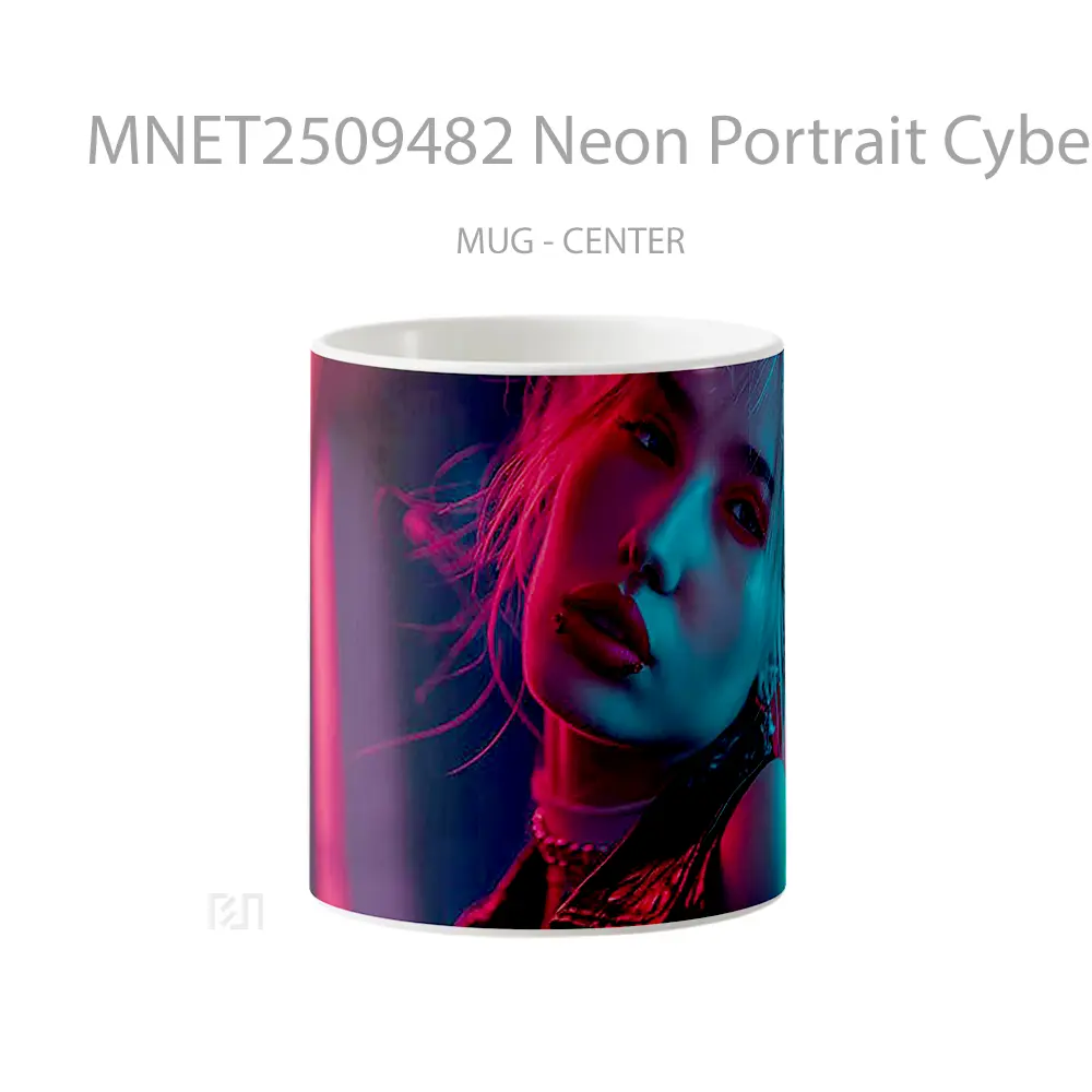 Neon Portrait Cyberpunk Girl Mug MNET2509482 - All-side / Desain