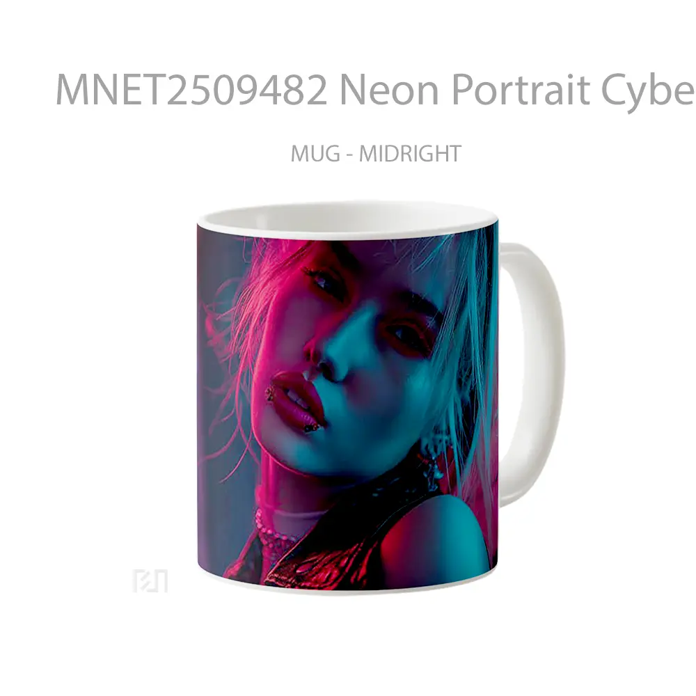 Neon Portrait Cyberpunk Girl Mug MNET2509482 - All-side / Desain