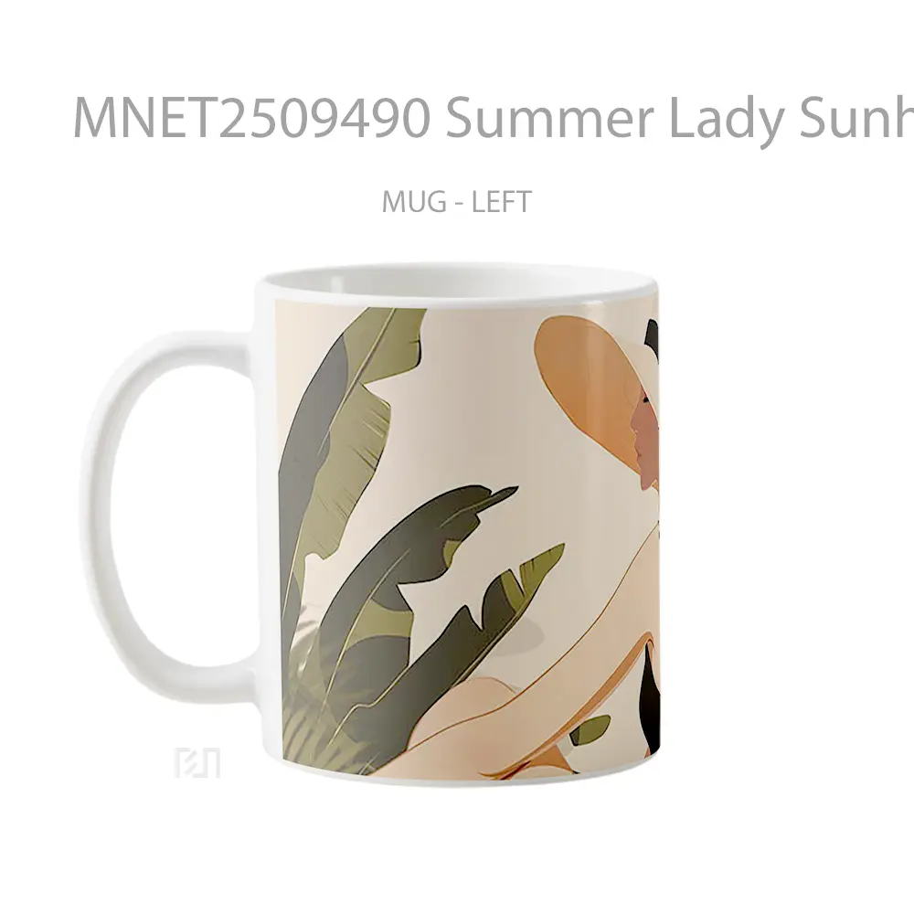 Summer Lady Sunhat Leaves Mug MNET2509490 - All-side / Desain
