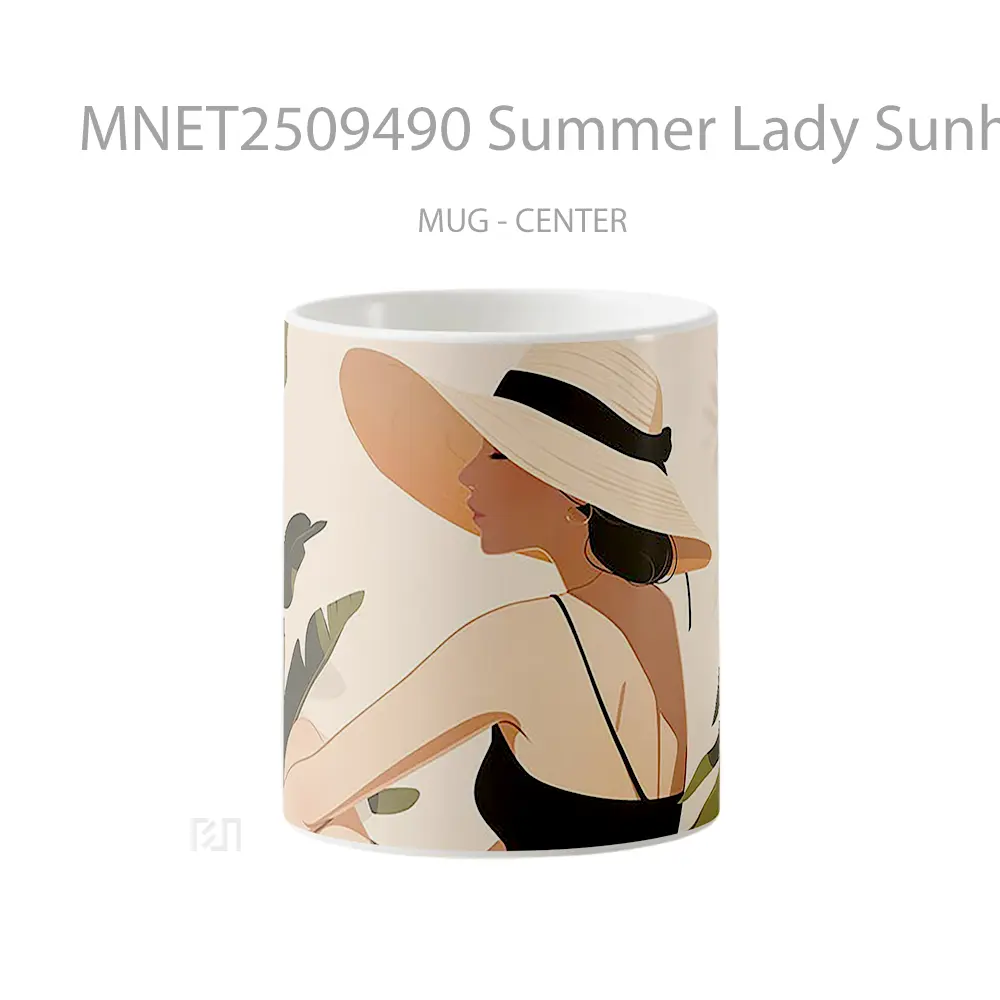 Summer Lady Sunhat Leaves Mug MNET2509490 - All-side / Desain