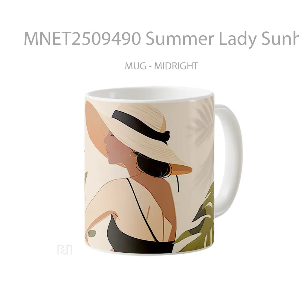 Summer Lady Sunhat Leaves Mug MNET2509490 - All-side / Desain