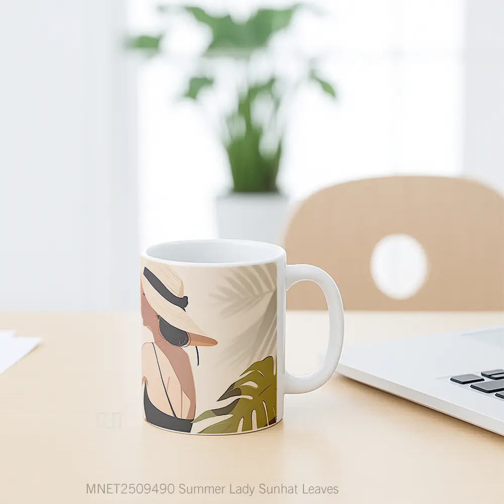 Summer Lady Sunhat Leaves Mug MNET2509490 - All-side / Desain