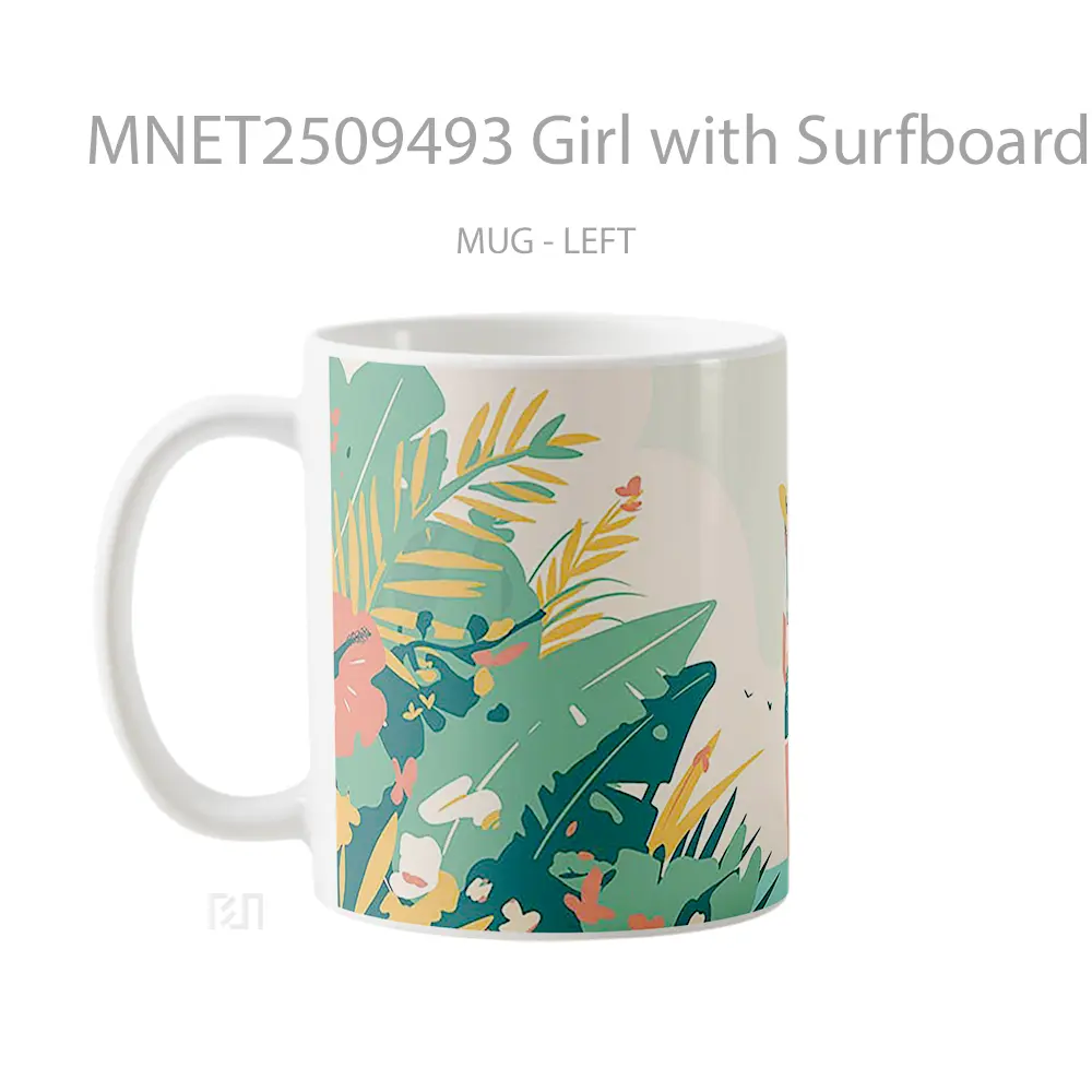 Girl With Surfboard Tropics Mug MNET2509493 - All-side / Desain