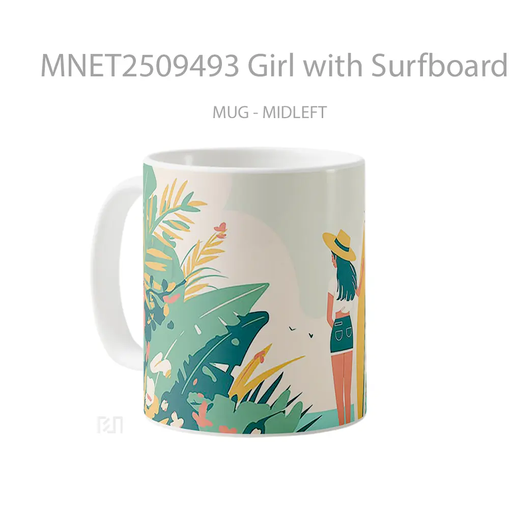 Girl With Surfboard Tropics Mug MNET2509493 - All-side / Desain