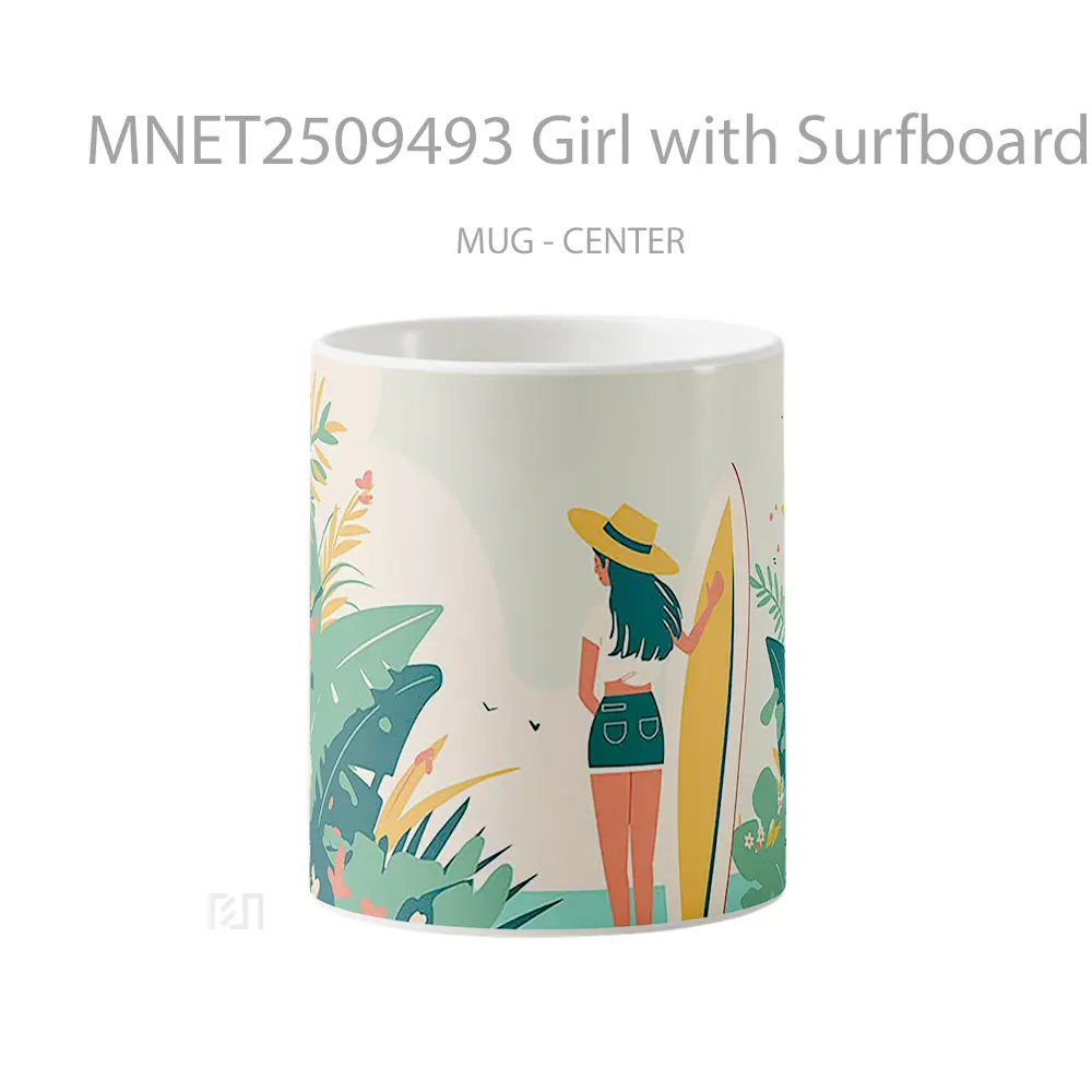 Girl With Surfboard Tropics Mug MNET2509493 - All-side / Desain