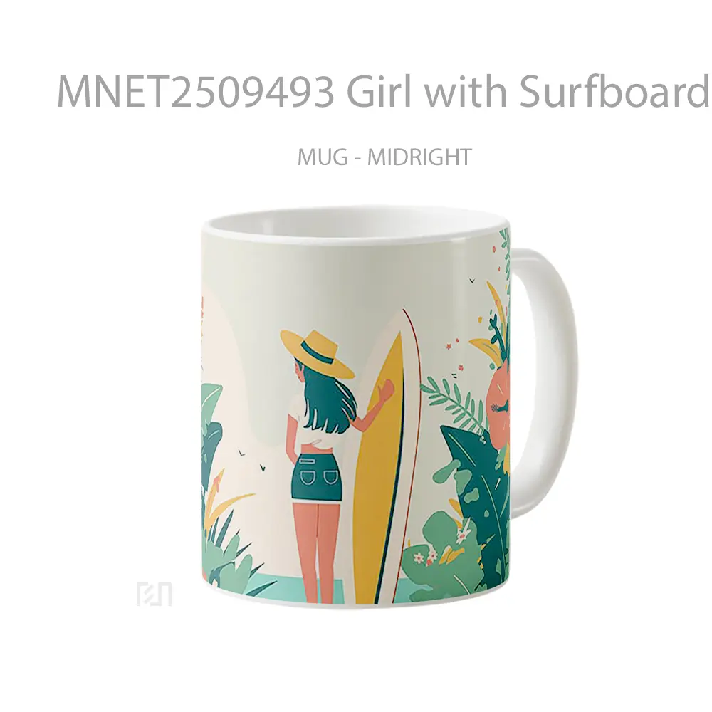 Girl With Surfboard Tropics Mug MNET2509493 - All-side / Desain
