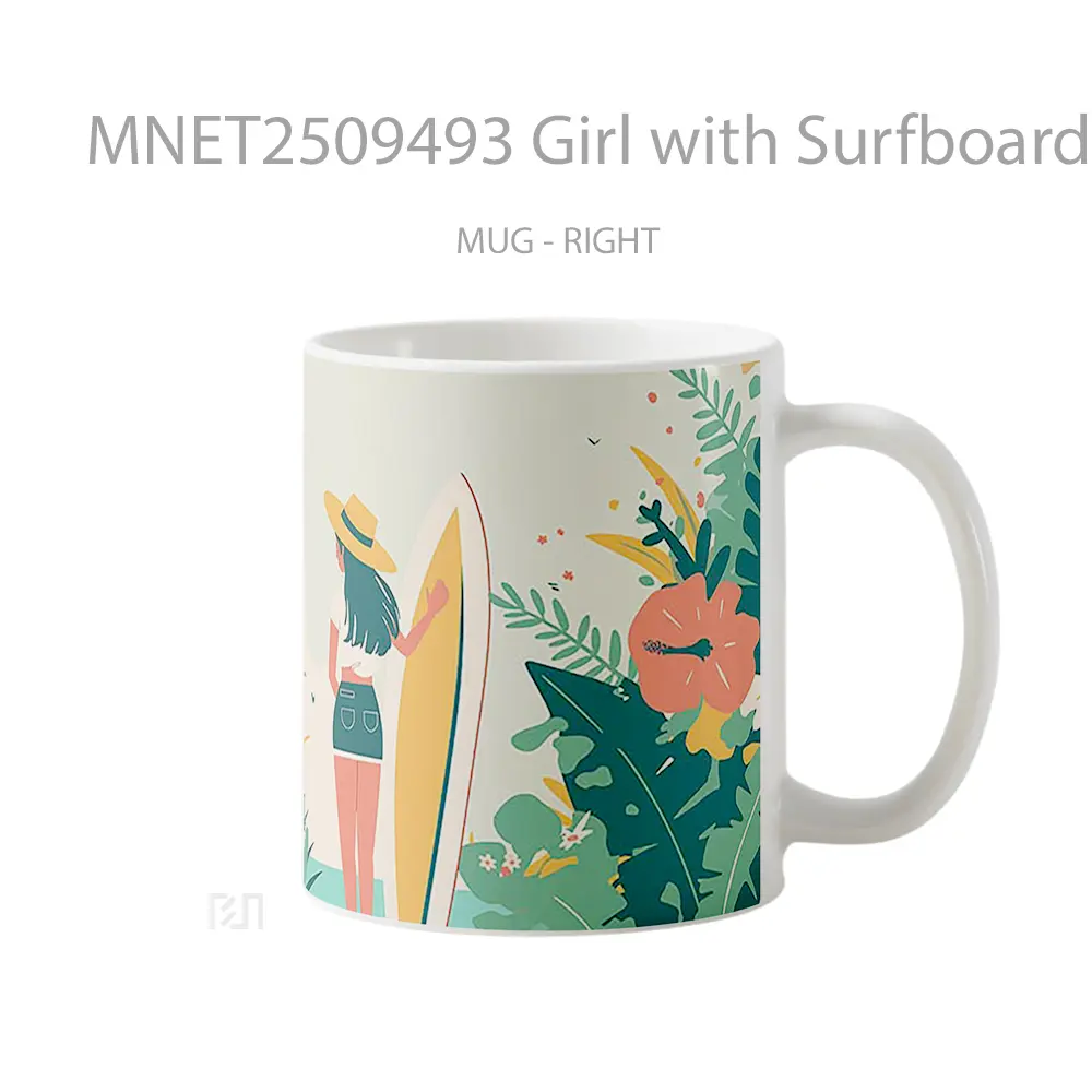 Girl With Surfboard Tropics Mug MNET2509493