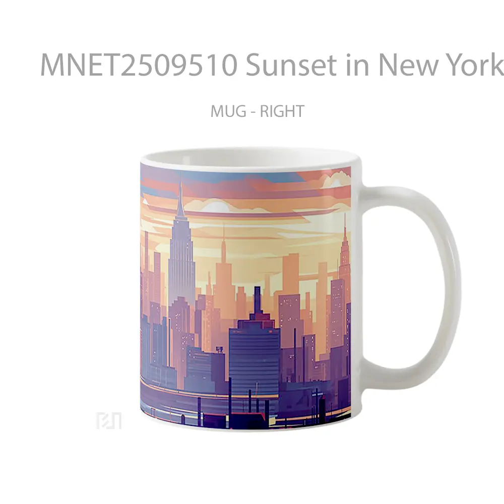 Sunset In New York Cityscape Mug MNET2509510
