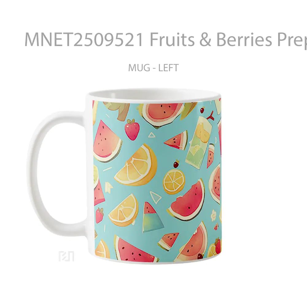 Fruits & Berries Preppy Pattern Mug MNET2509521 - All-side / Desain