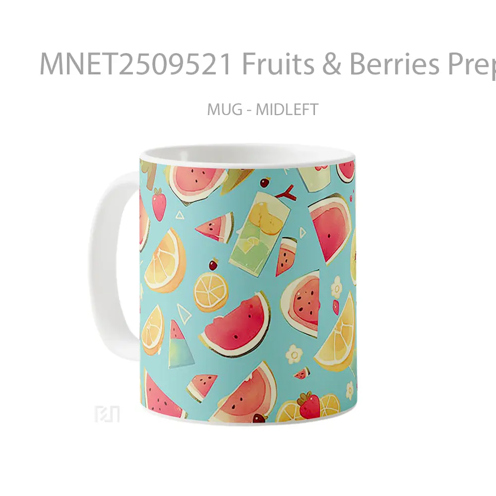 Fruits & Berries Preppy Pattern Mug MNET2509521 - All-side / Desain