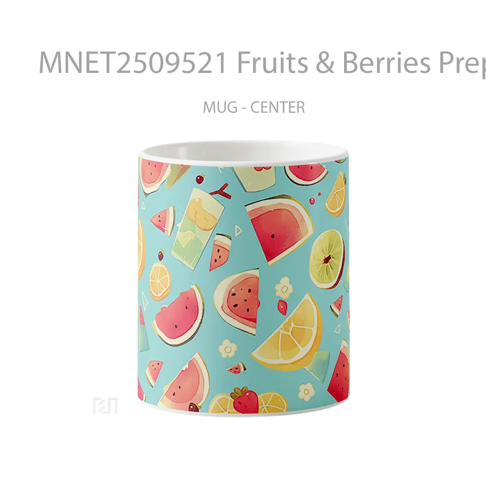 Fruits & Berries Preppy Pattern Mug MNET2509521 - All-side / Desain