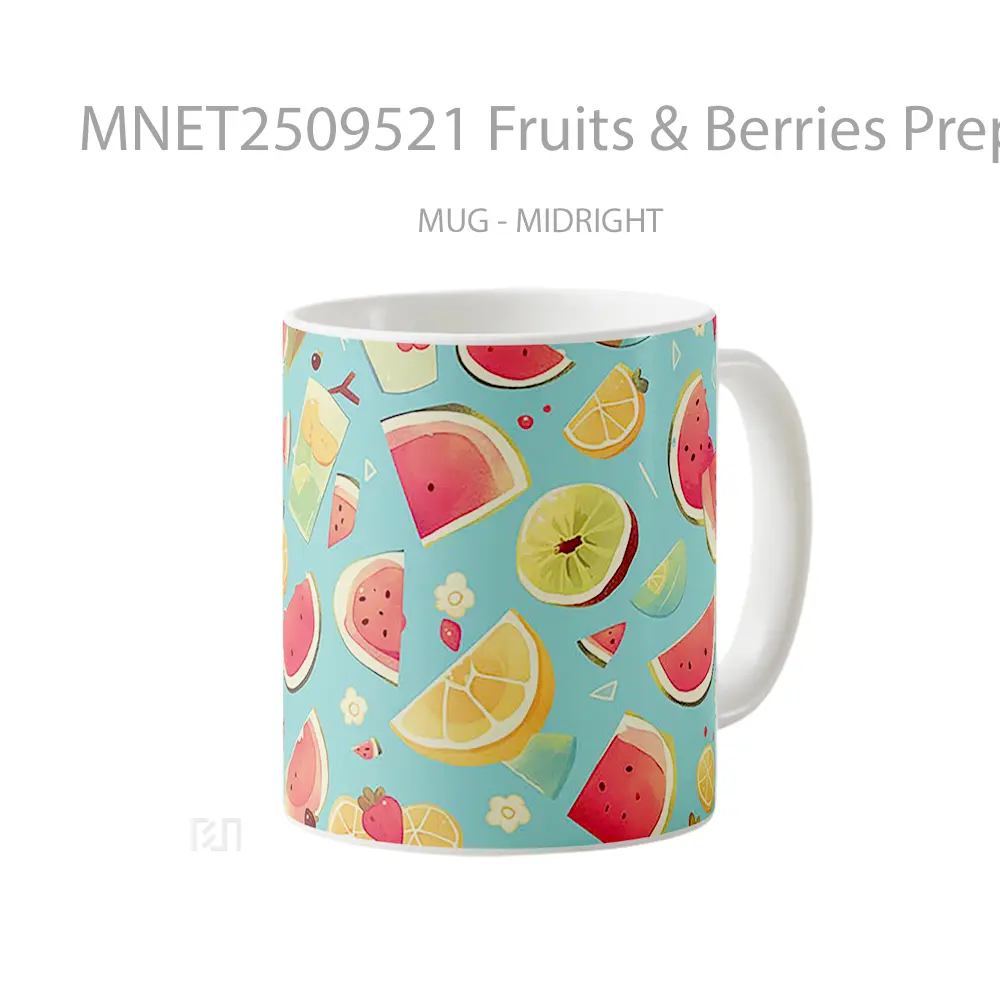 Fruits & Berries Preppy Pattern Mug MNET2509521 - All-side / Desain
