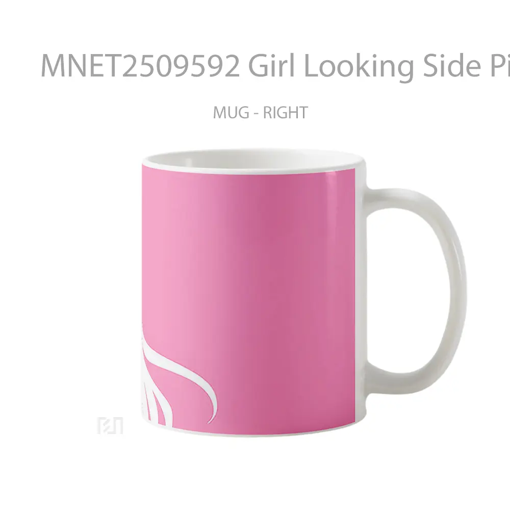 Girl Looking Side Pink Minimalist Mug MNET2509592