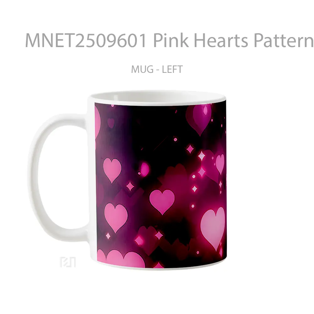 Pink Hearts Pattern Mug MNET2509601 - All-side / Desain