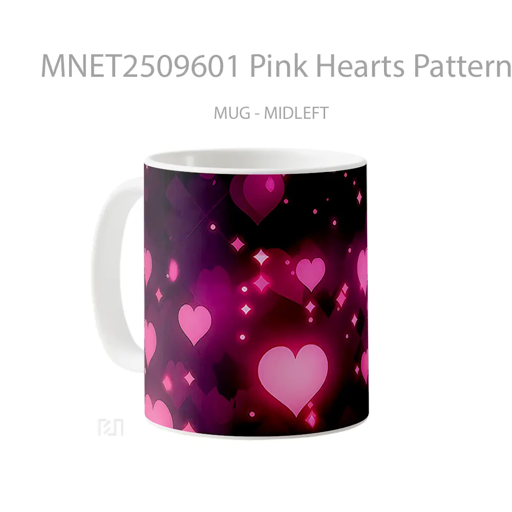 Pink Hearts Pattern Mug MNET2509601 - All-side / Desain