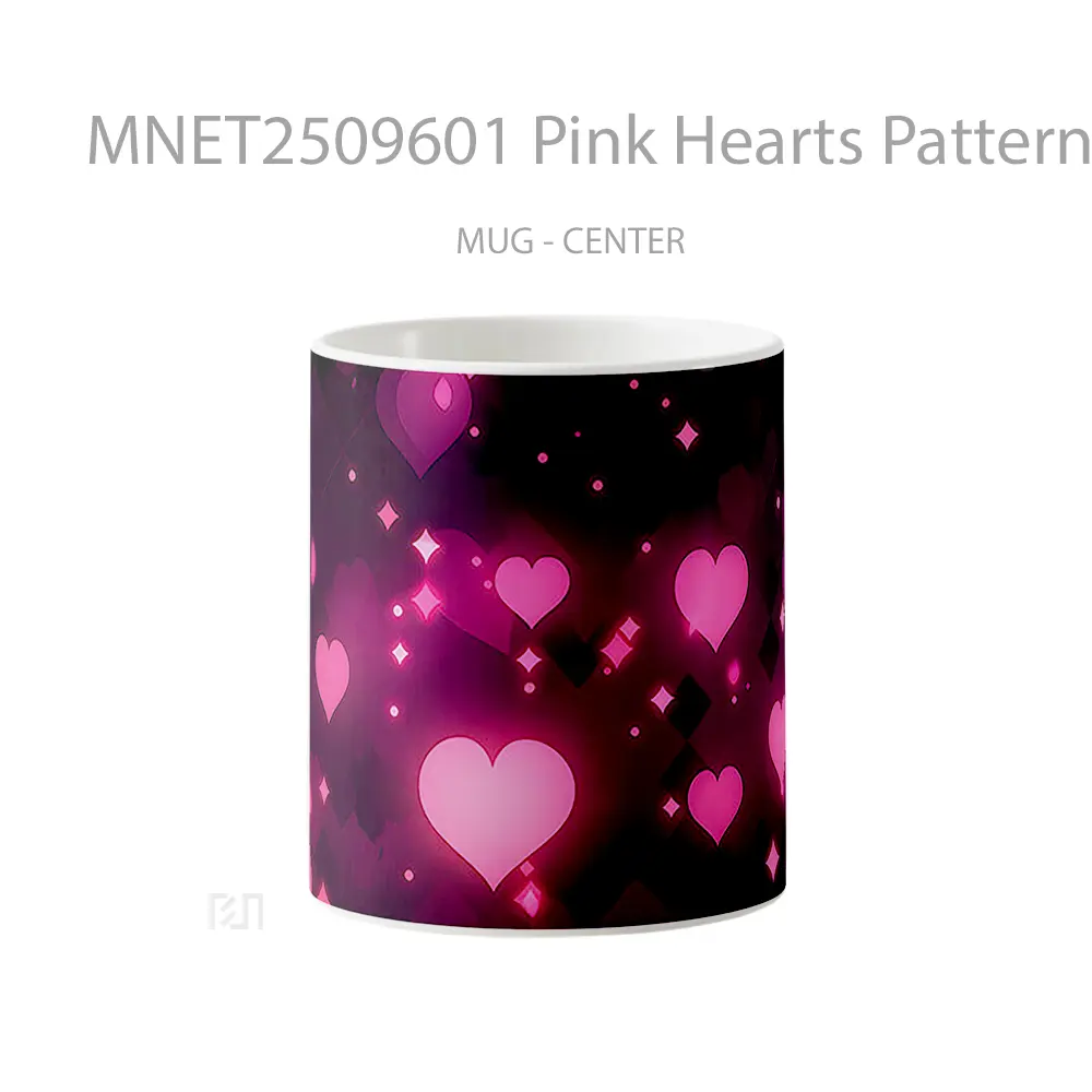 Pink Hearts Pattern Mug MNET2509601 - All-side / Desain