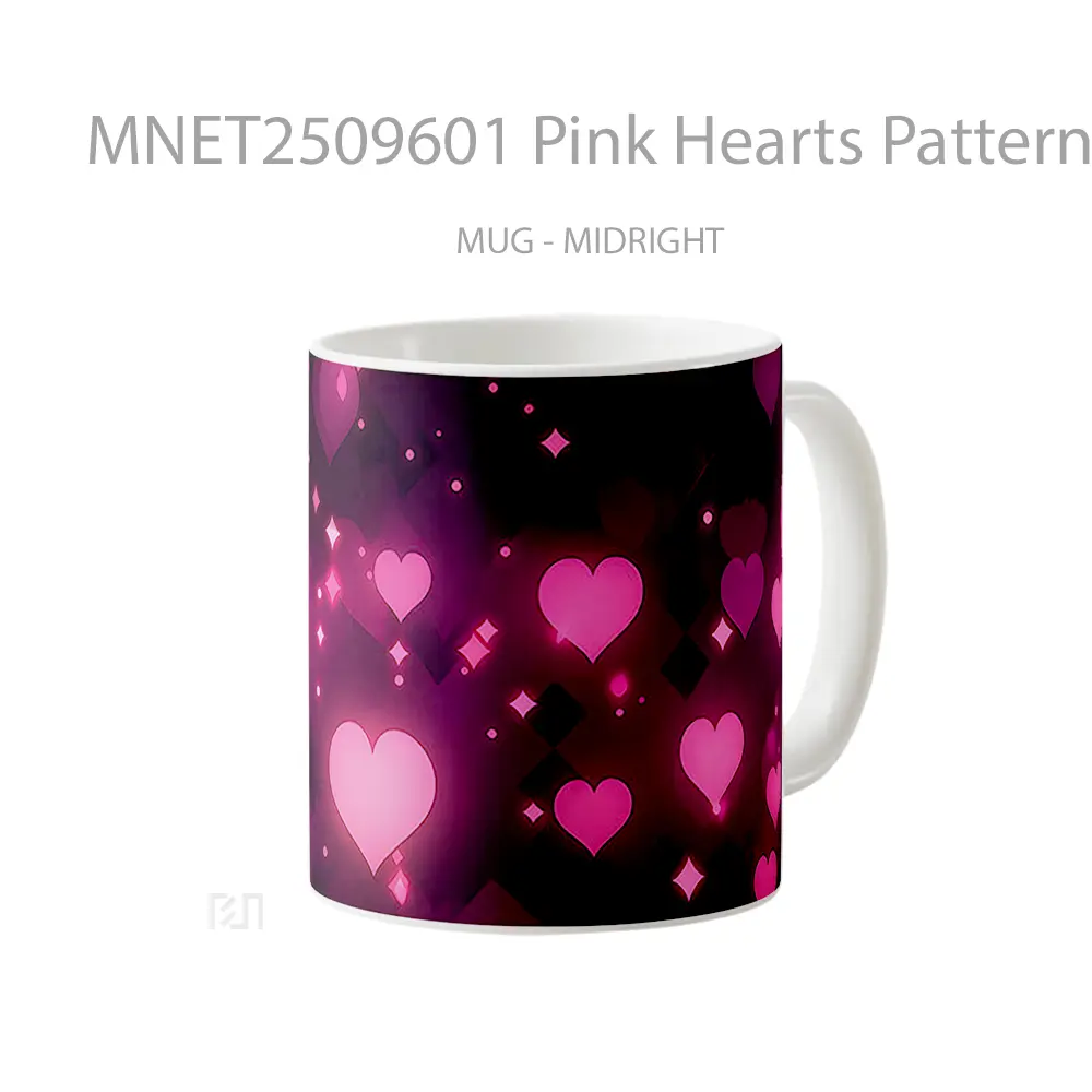 Pink Hearts Pattern Mug MNET2509601 - All-side / Desain