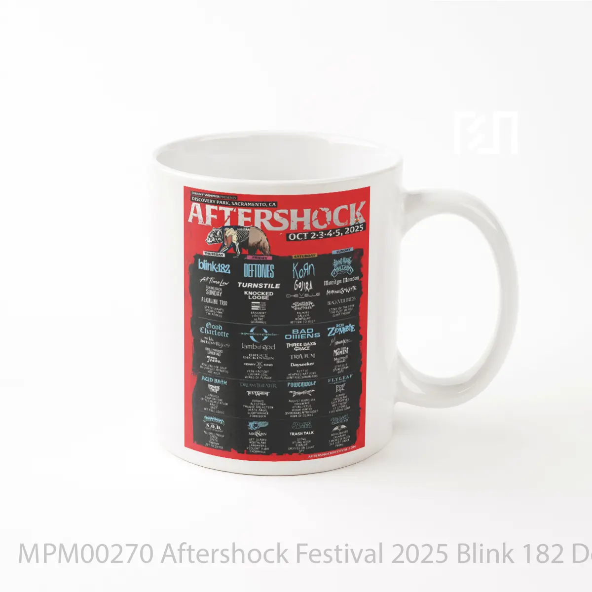 Mug Aftershock Festival 2025 Blink 182 Deftones Korn Bring Me The Horizon Line Up MPM00270