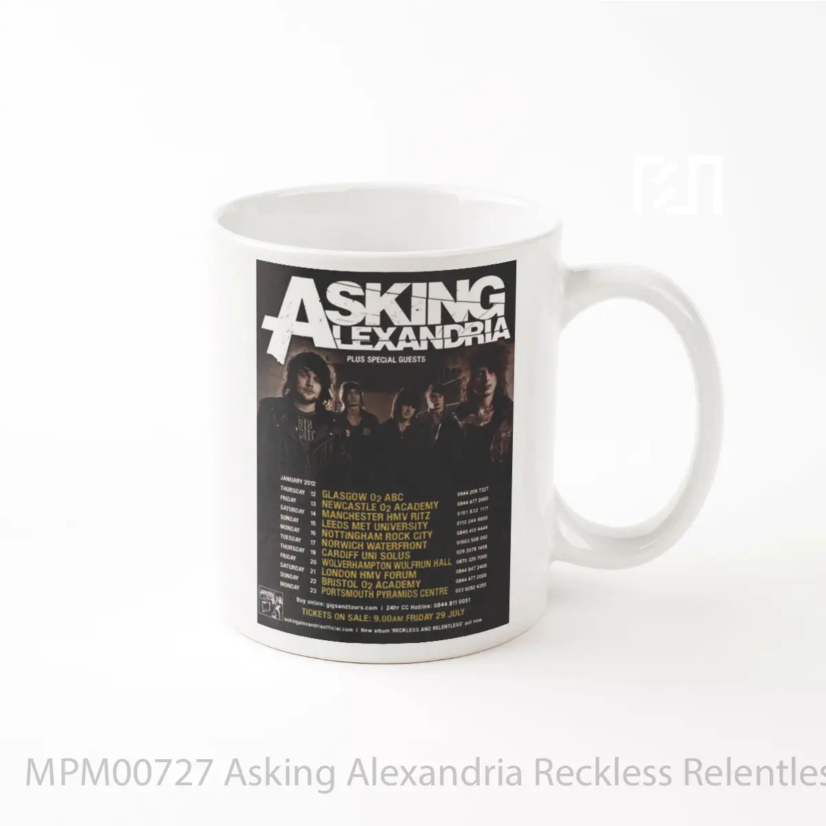 Mug Asking Alexandria Reckless Relentless 2012 Uk To MPM00727