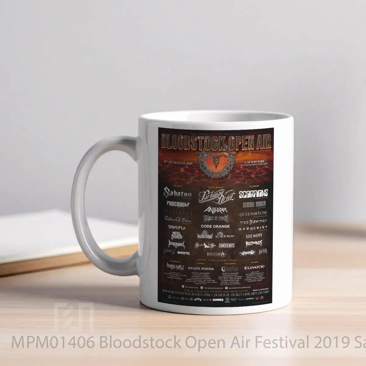Mug Bloodstock Open Air Festival 2019 Sabaton Parkway Drive Scorpions Line Up MPM01406 - All-side / Desain