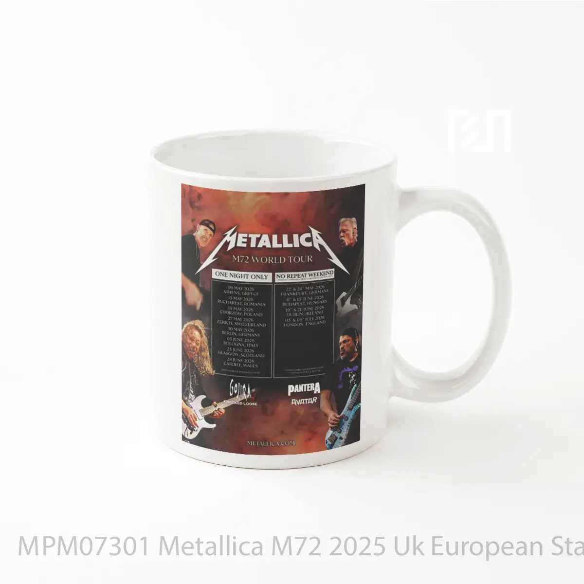 Mug Metallica M72 2025 Uk European Stadium Tour Post MPM07301