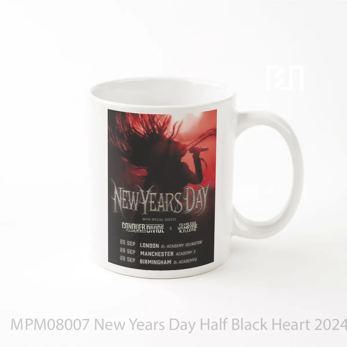 Mug New Years Day Half Black Heart 2024 Uk Tour MPM08007