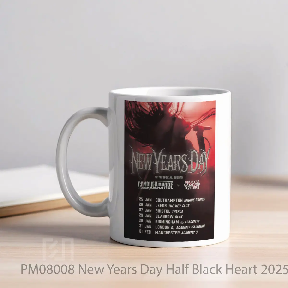 Mug New Years Day Half Black Heart 2025 Uk Tour MPM08008 - All-side / Desain