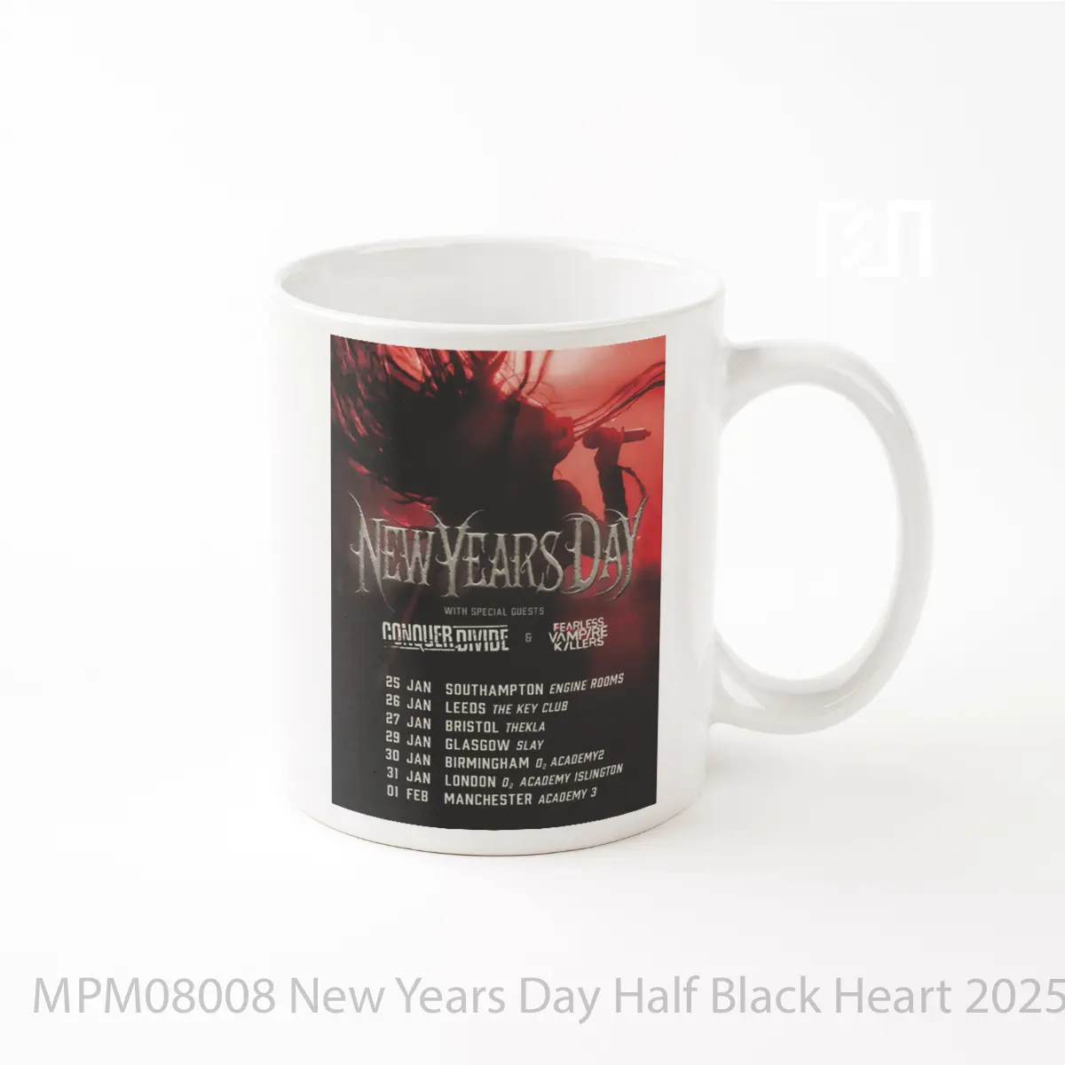 Mug New Years Day Half Black Heart 2025 Uk Tour MPM08008