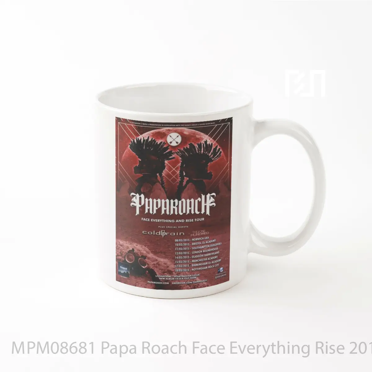 Mug Papa Roach Face Everything Rise 2015 Uk Tour Pos MPM08681