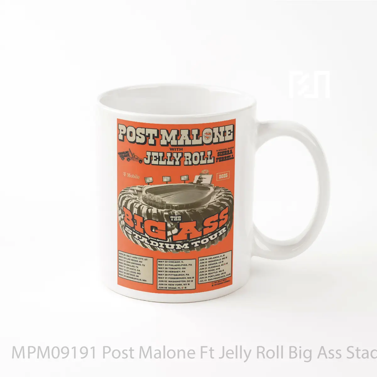 Mug Post Malone Ft Jelly Roll Big Ass Stadium Tour 2025 MPM09191