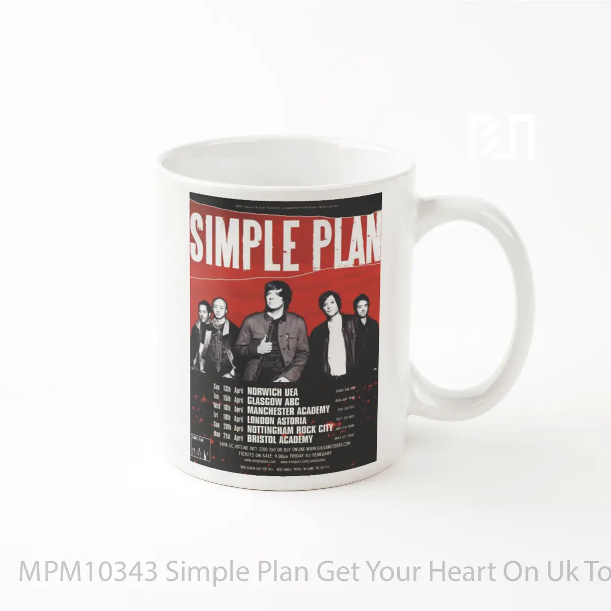 Mug Simple Plan Get Your Heart On Uk Tour Print MPM10343