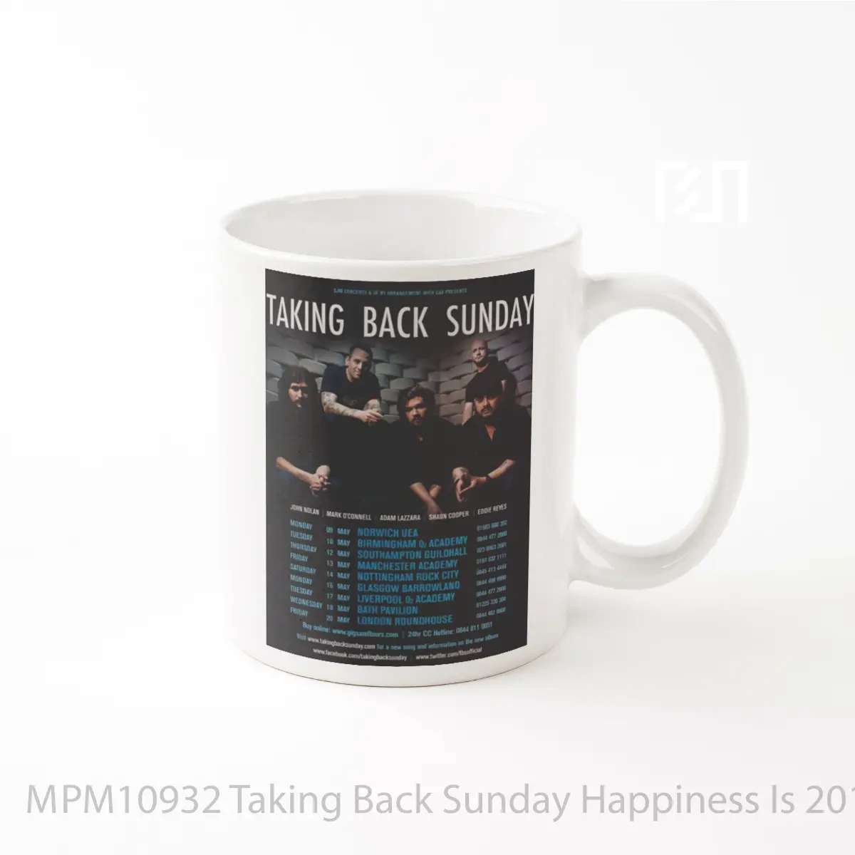 Mug Taking Back Sunday Happiness Is 2011 Uk Tour MPM10932
