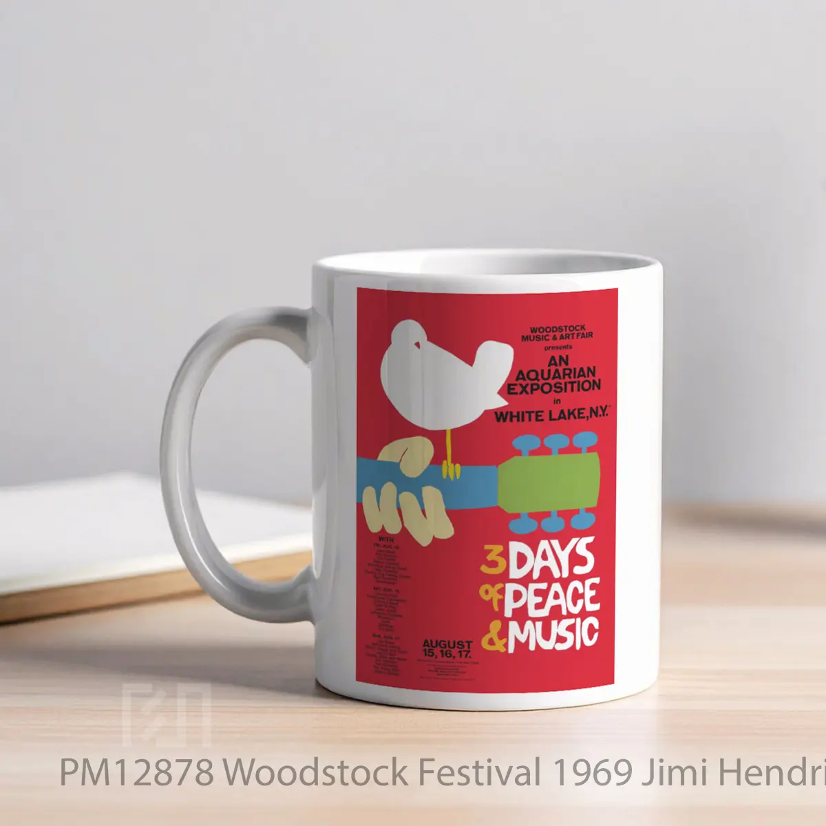 Mug Woodstock Festival 1969 Jimi Hendrix Line Up MPM12878 - All-side / Desain