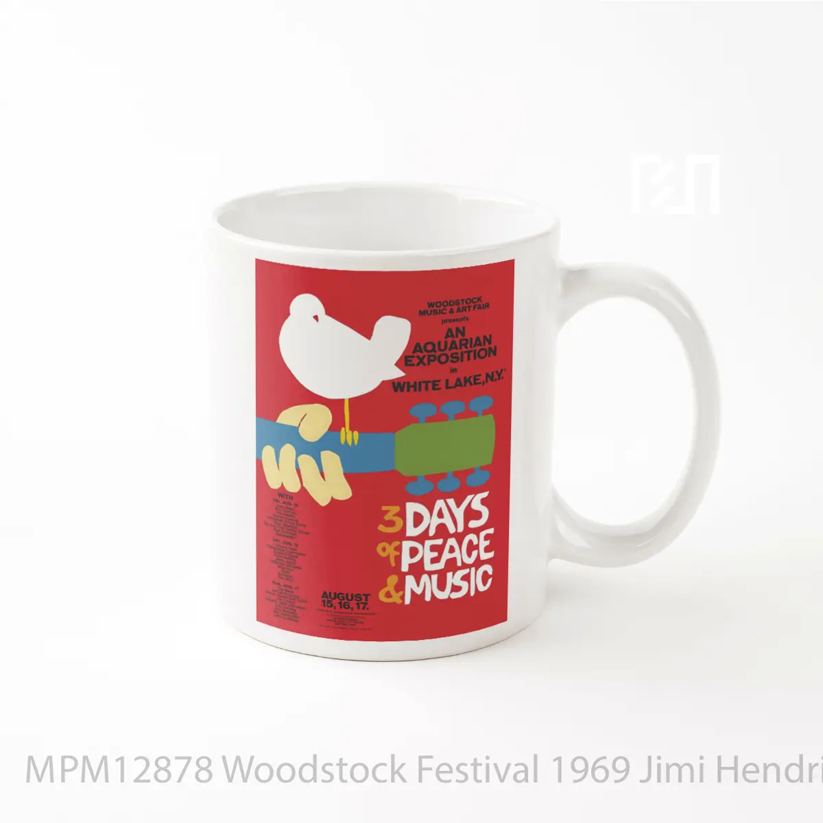 Mug Woodstock Festival 1969 Jimi Hendrix Line Up MPM12878