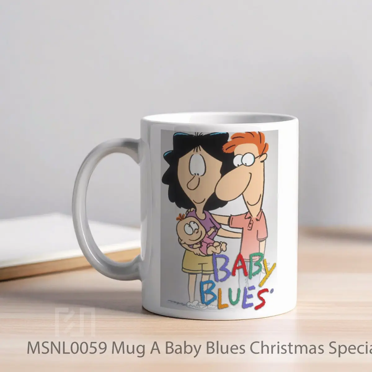 Mug A Baby Blues Christmas Special Gelas Keramik Tema Film MSNL0059 - Tampak Kiri
