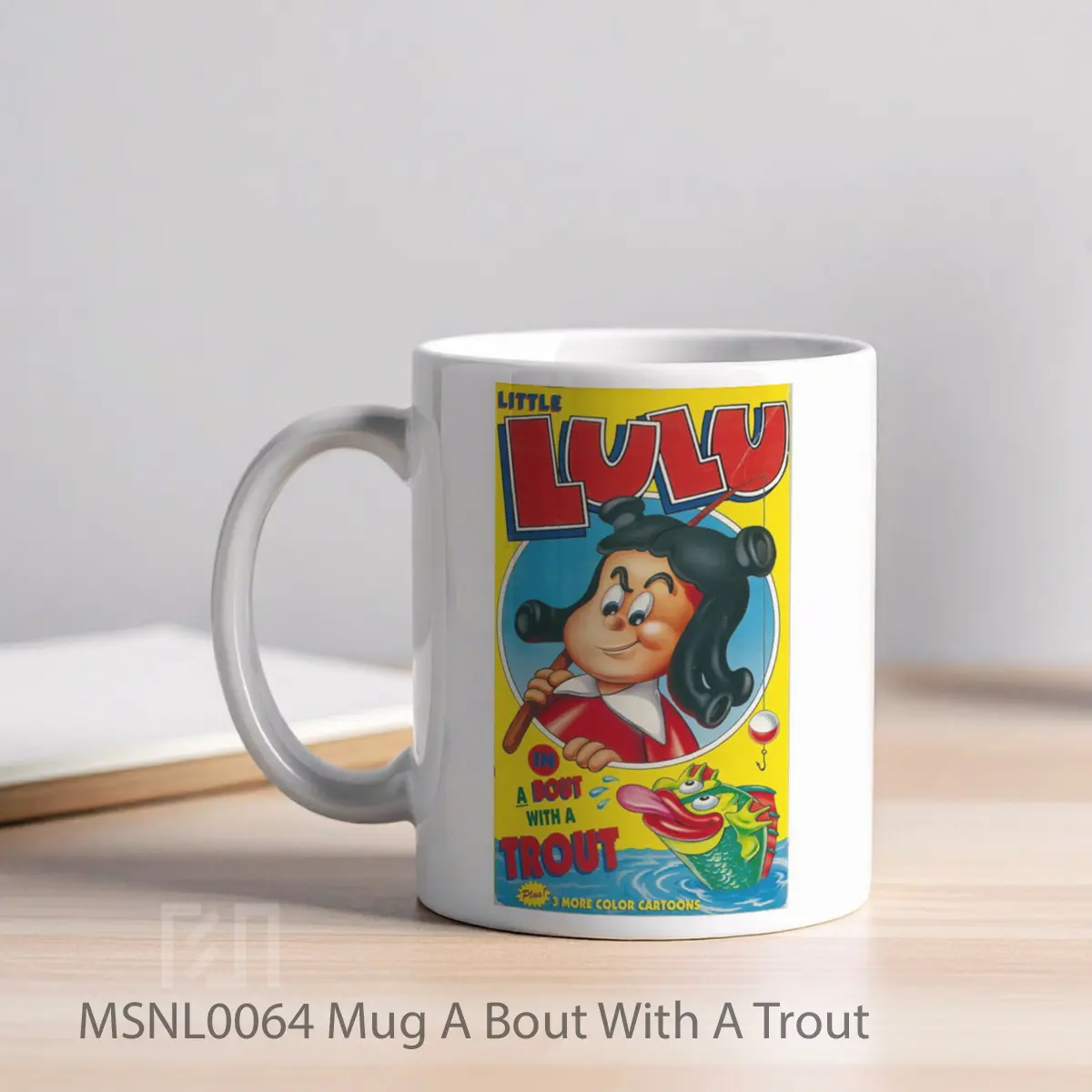 Mug A Bout With A Trout Gelas Keramik Tema Film MSNL0064 - Tampak Kiri