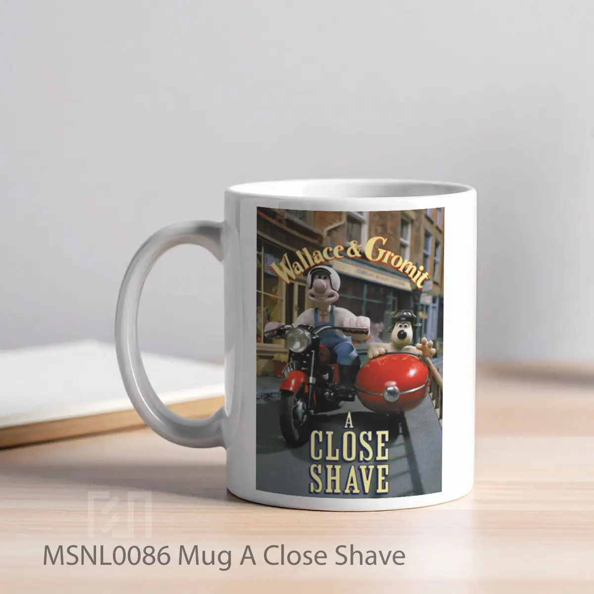 Mug A Close Shave Gelas Keramik Tema Film MSNL0086 - Tampak Kiri