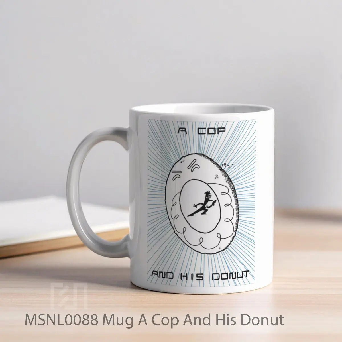 Mug A Cop And His Donut Gelas Keramik Tema Film MSNL0088 - Tampak Kiri