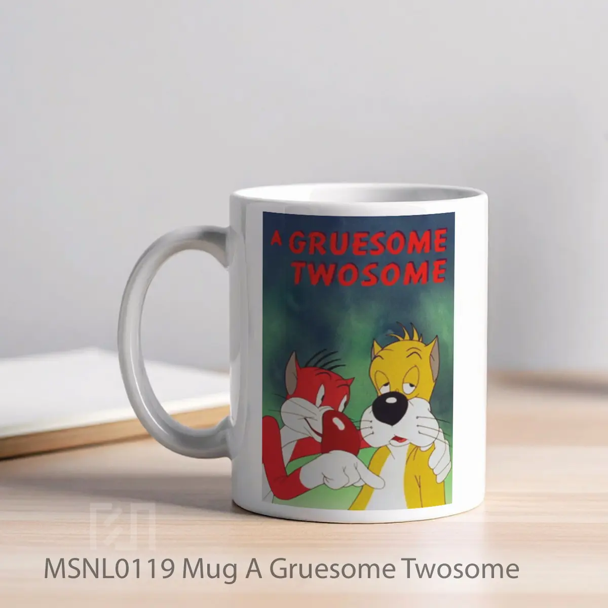 Mug A Gruesome Twosome Gelas Keramik Tema Film MSNL0119 - Tampak Kiri