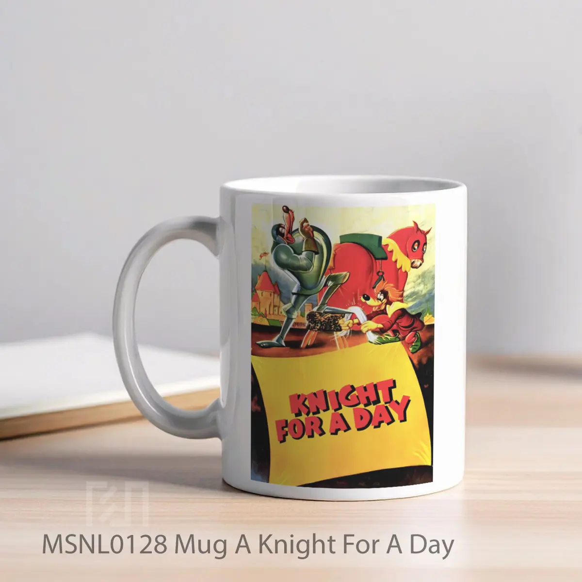 Mug A Knight For A Day Gelas Keramik Tema Film MSNL0128 - Tampak Kiri