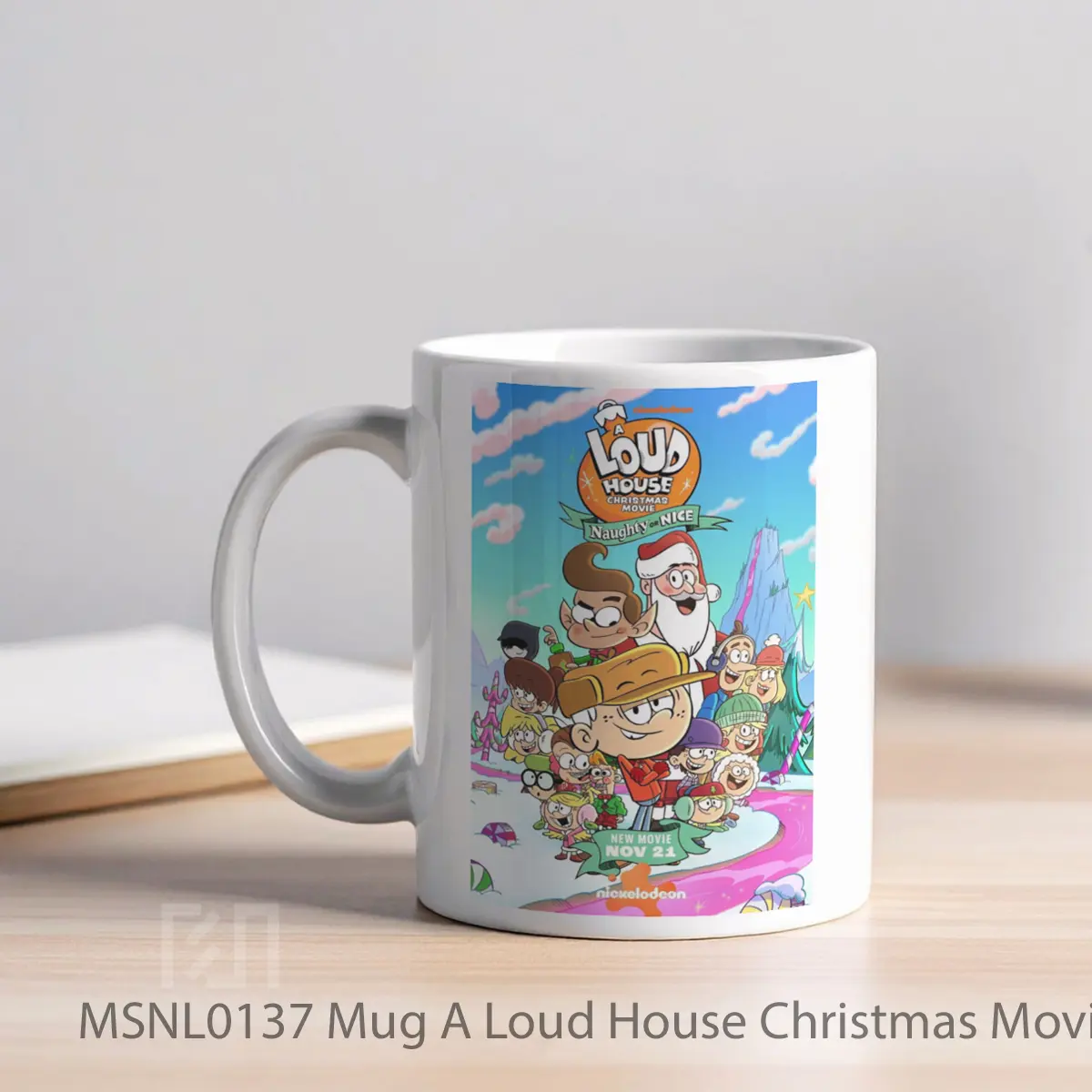 Mug A Loud House Christmas Movie Naughty Or Nice Gelas Keramik Tema Film MSNL0137 - Tampak Kiri