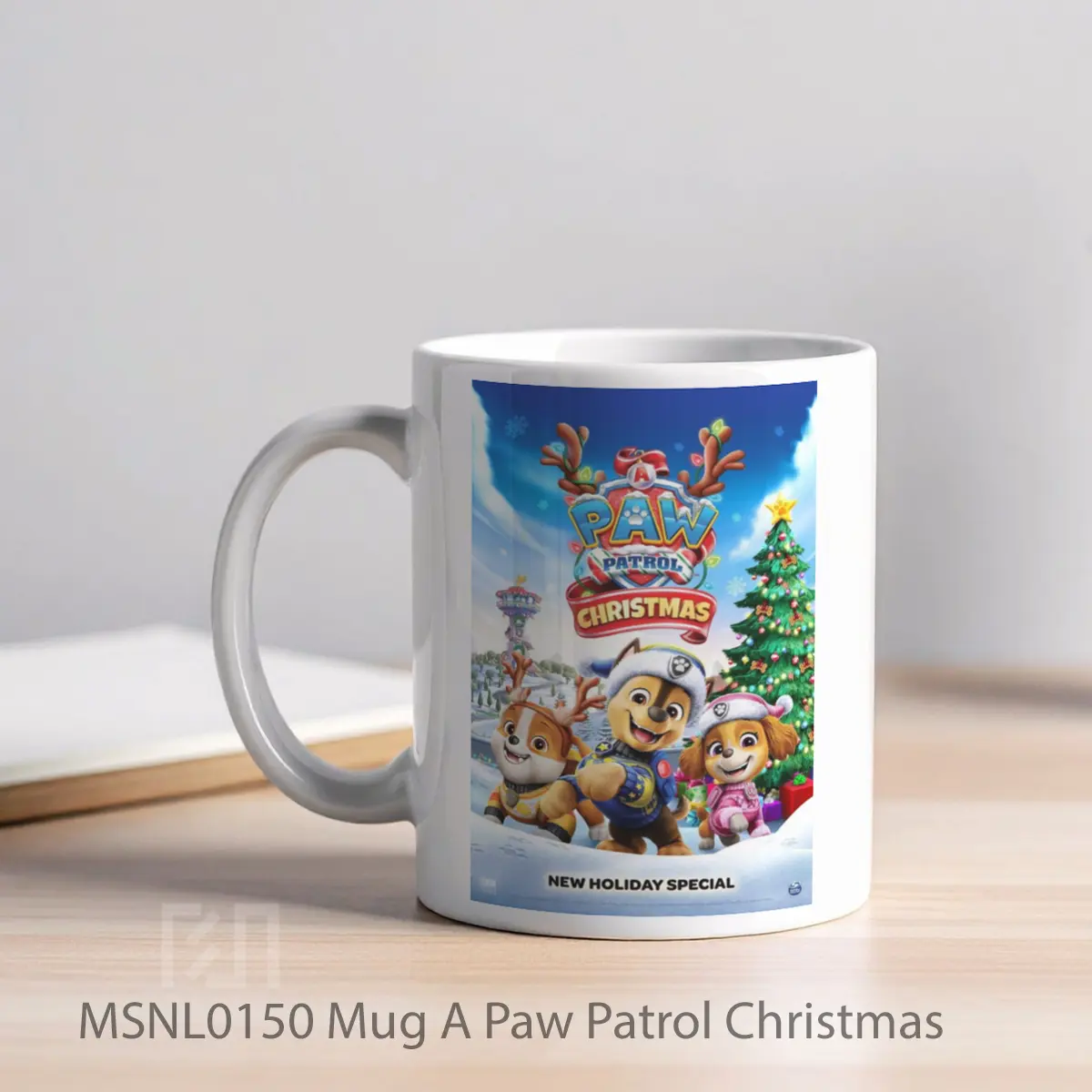 Mug A Paw Patrol Christmas Gelas Keramik Tema Film MSNL0150 - Tampak Kiri