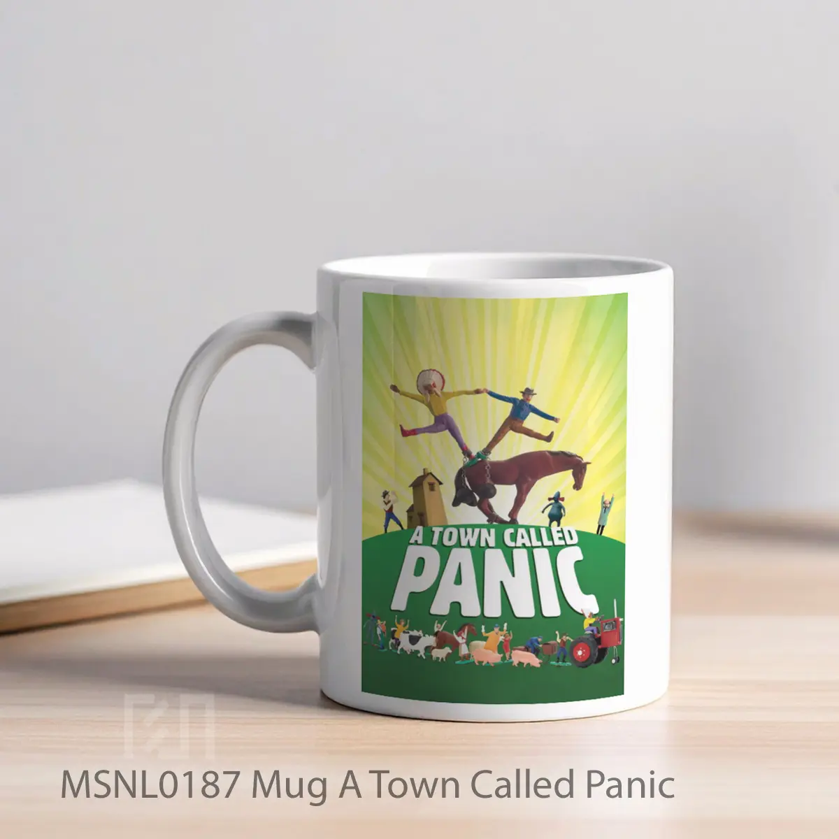 Mug A Town Called Panic Gelas Keramik Tema Film MSNL0187 - Tampak Kiri
